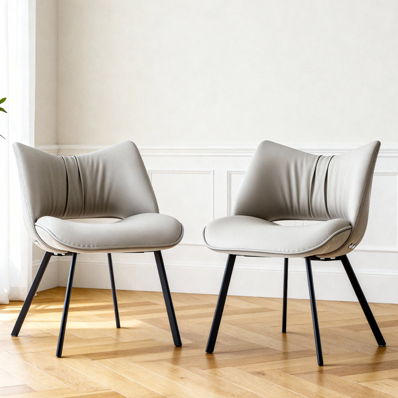 Chaise de salle à manger en cuir d'unité centrale de 31,8 pouces avec structure en métal, chaise d'appoint moderne pour le bureau de la salle à manger
