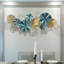 Art mural en métal moderne de luxe moderne, sculpture murale 3D en fer forgé et feuille de lotus pour chambre à coucher