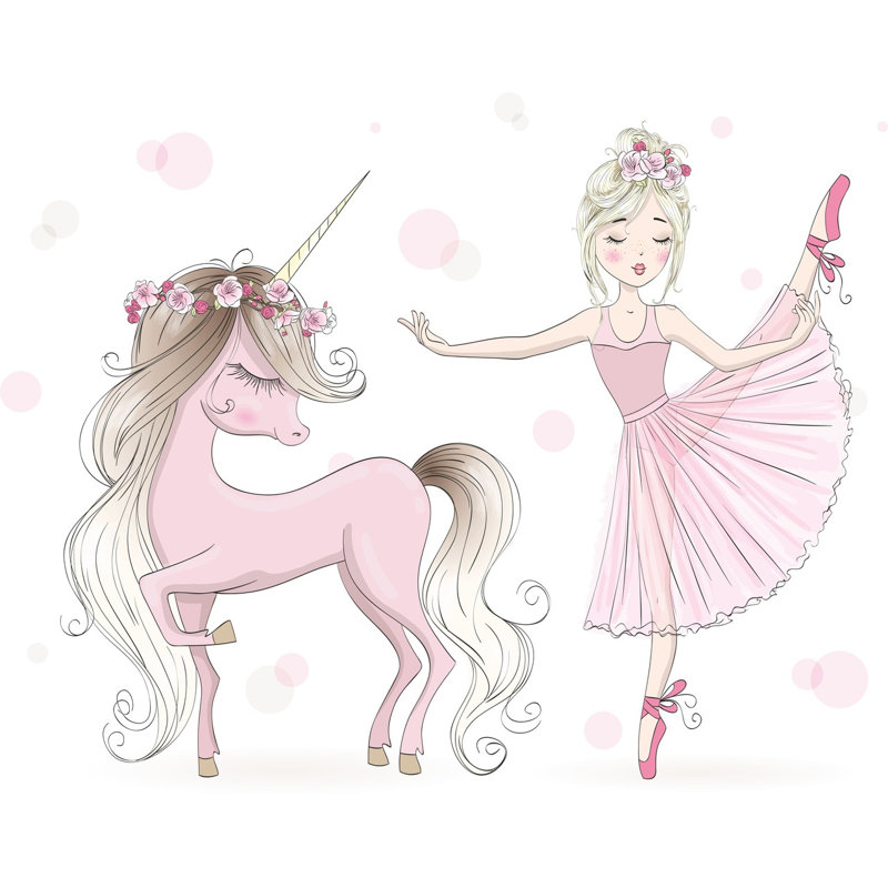 FALA children's bed with railing - Girl with unicorn, European Toddler (80 x 160cm)