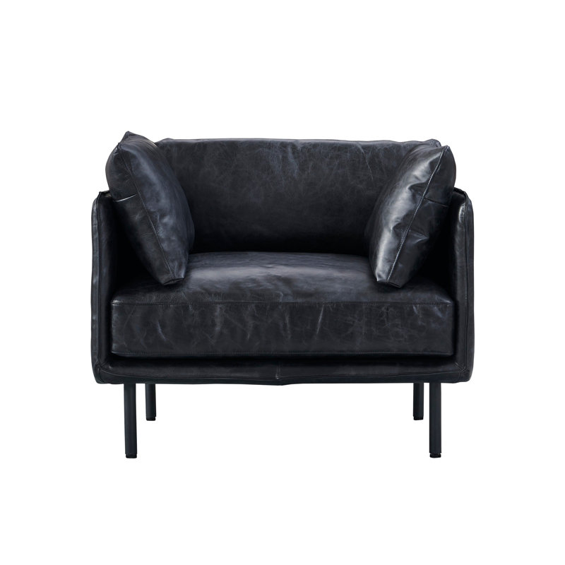 Fauteuil industriel moderne Venezia, Cuir véritable ardoise