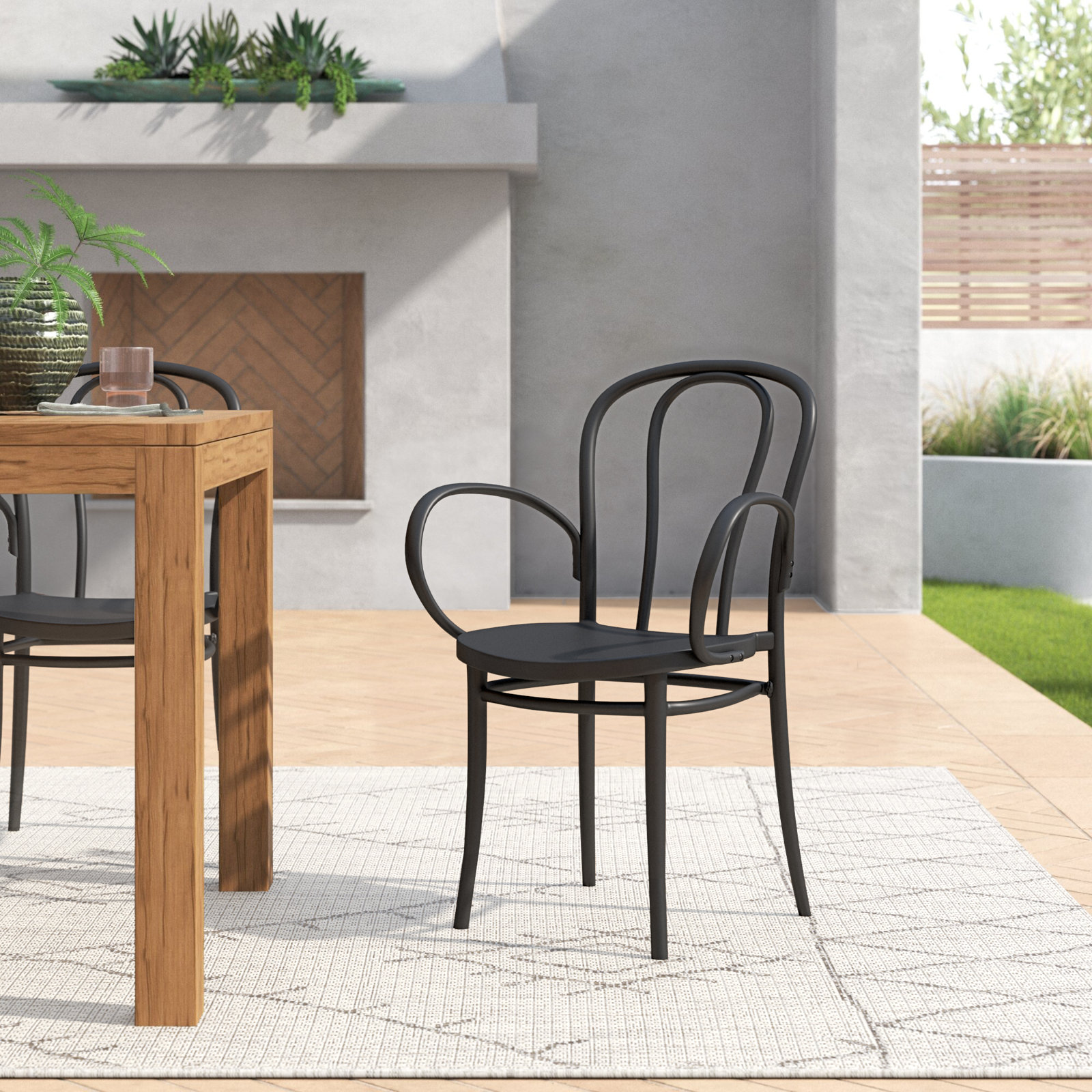 Farrah Stackable Patio Armchair, Black
