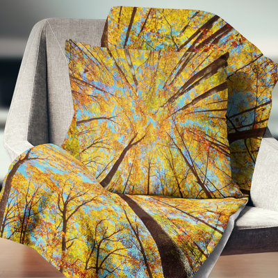 Tree Tops in Autumn Forest - Forest Printed Pillow