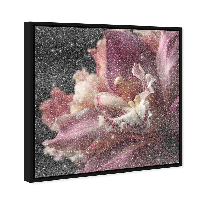 Velvet Labellum Print by Oliver Gal, 25"H x 25"W, Black Floater Frame