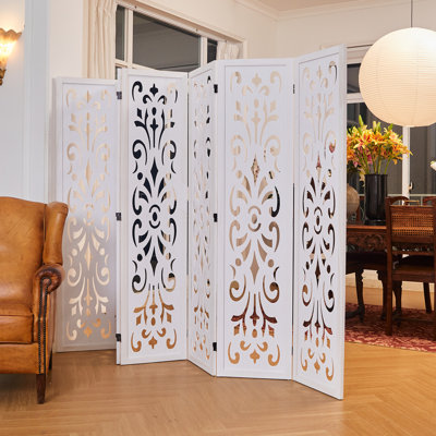Classical Carved Room Divider - 5.75ft Wood Folding Privacy Screen by Winston Porter