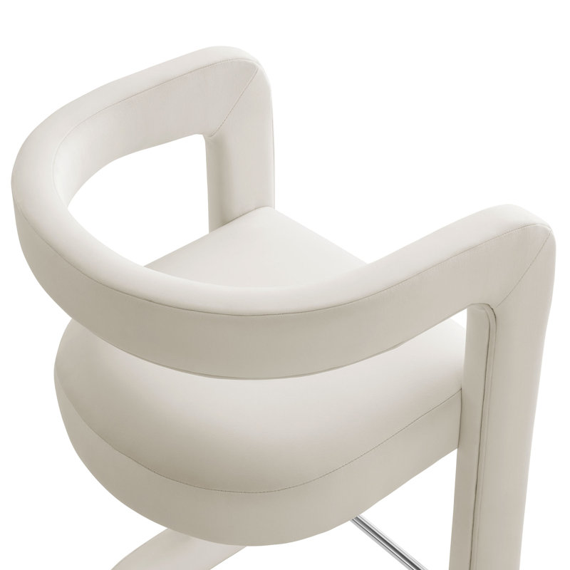 Winslow Performance Velvet Stool, Alabaster, Counter Stool (27" Seat Height)