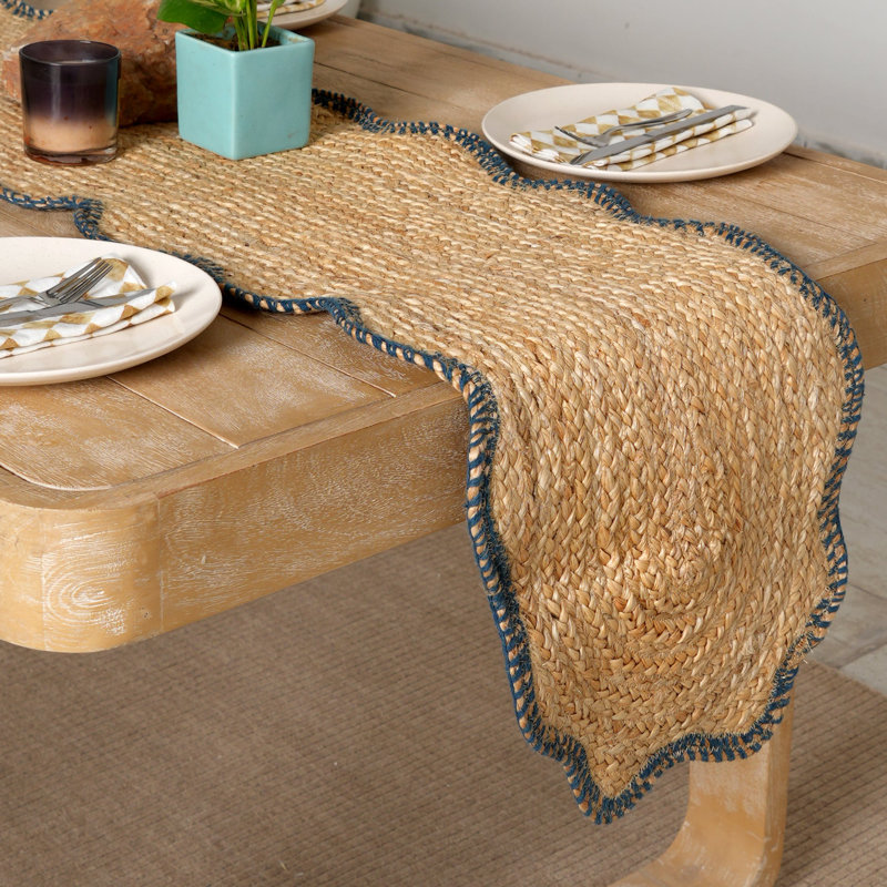 Jute Braided Runner - Natural Finish - 36 x 183 cm, Blue