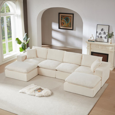 Canapé modulaire en chenille 6 pièces Soneson avec deux repose-pieds Soneson