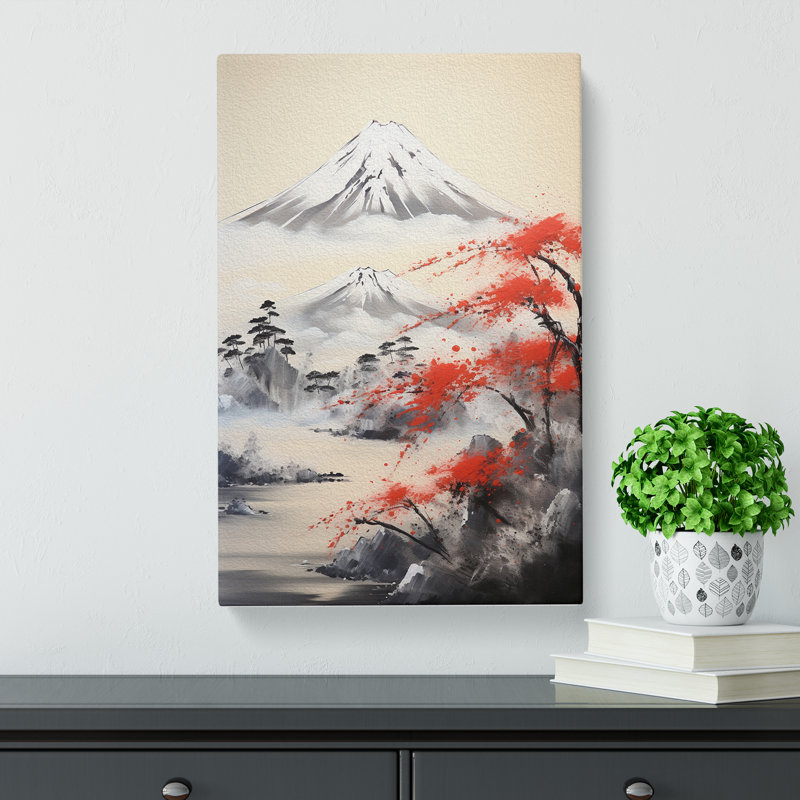 Mount Fuji Gestural Art - Wrapped Canvas, 76cm H x 50cm W x 3cm D