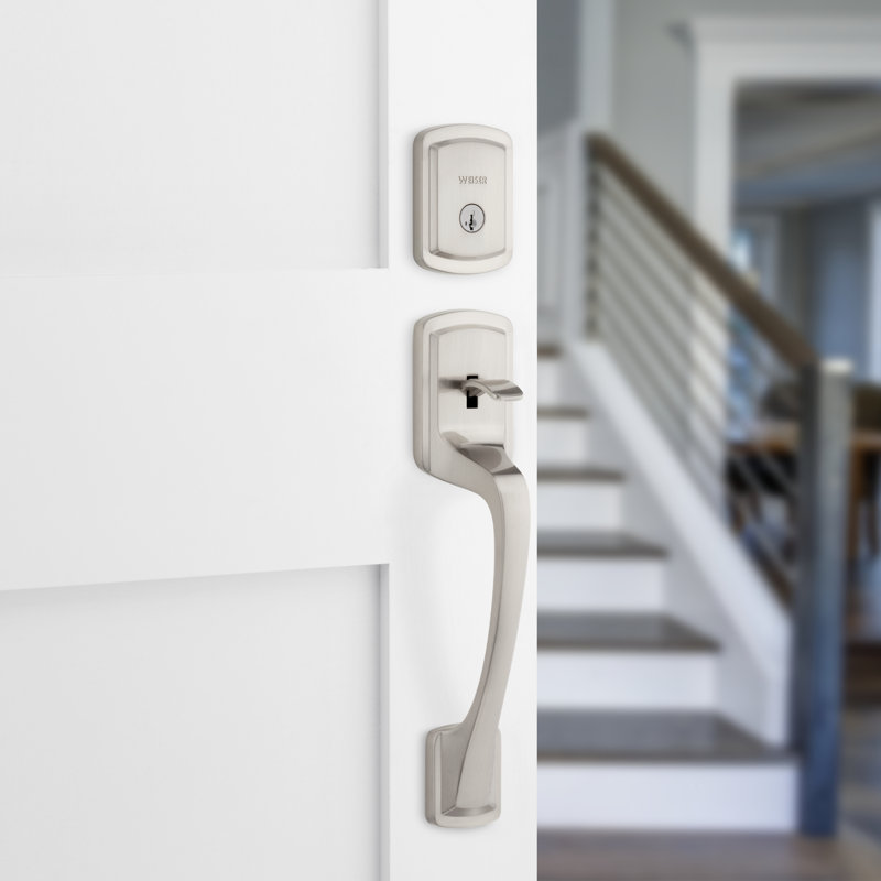Prague/Prague Handle With Lever And Deadbolt Reversible Entry Set, Blanc