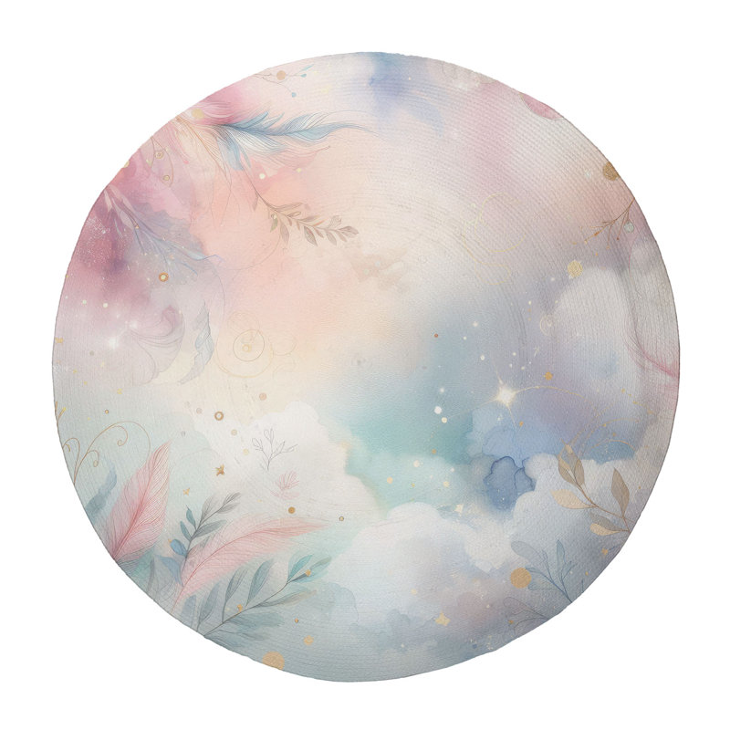 Tapis tressé Whimsical Splash, Rond 5 pi
