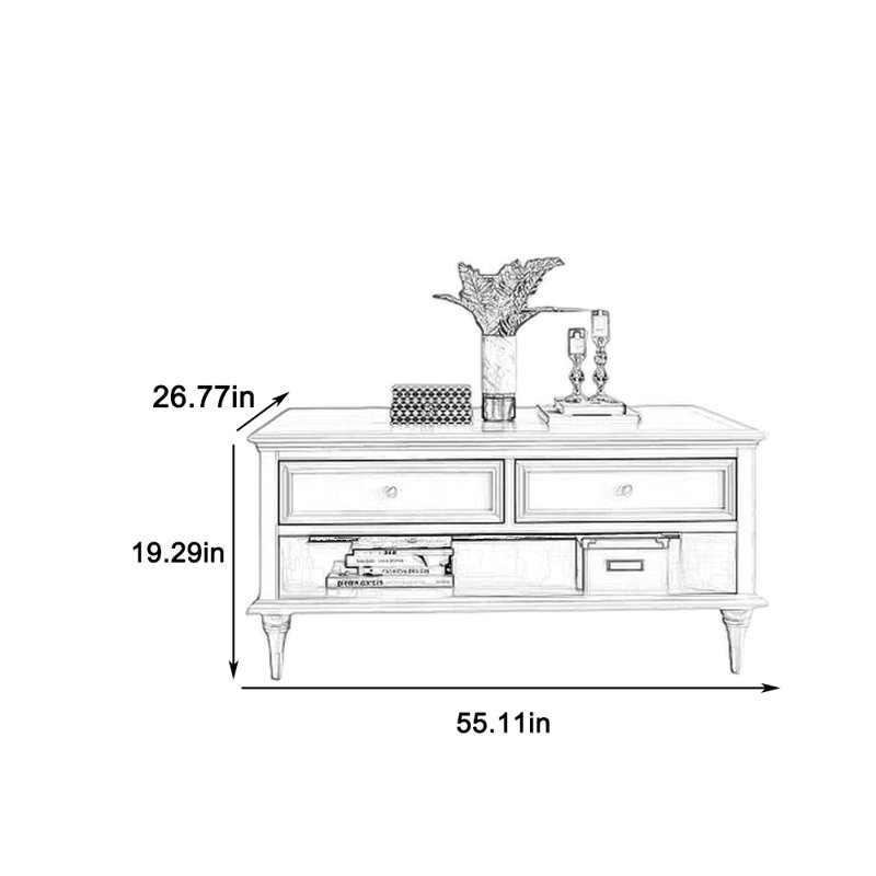 Eco-painted waterproof coffee table, Champagne, 19.29" H x 55.11" L x 26.77" W