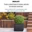 Concrete Effect Square Planter, Frostproof Outdoor Plant Pot, Garden Planter Box with Drainage Holes, Black Square Plant Pot with Straw Ribbed Pattern-93635342
