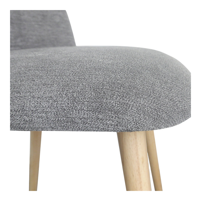 Chaise d'appoint rembourrée en bois massif Loeda, Gris, Bois naturel