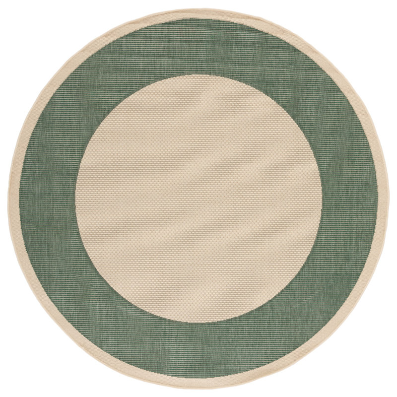 Salita Beige/Dark Green Indoor/Outdoor Area Rug, Round 6'7"