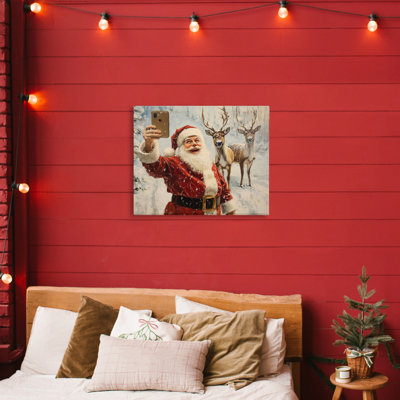 Père Noël avec toile de renne, design par Arlington Prints