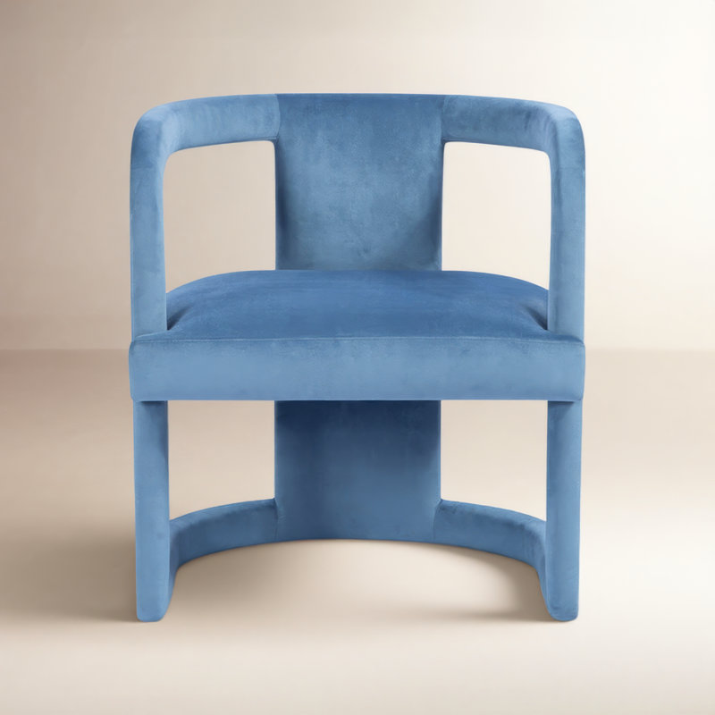 Metro Barrel Chair, Stax Dust Blue Performance Velvet