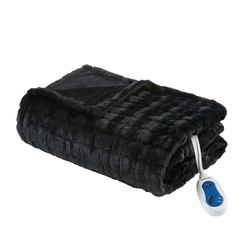 Jeté chauffant Gracie Mills Brentwood, Texture noire
