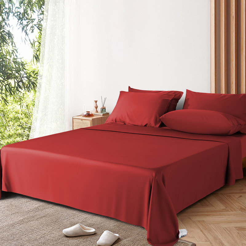 6 Pieces Bamboo Cooling Bed Sheets Set - 16" Deep Pockets, Queen Sheet Set + 1 Fitted Sheet + 4 Pillowcases, Burgundy