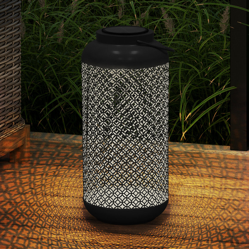 Outdoor Metal Solar Powered Lantern 17"H, Carbon