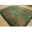 Tapis vert antique à motif floral noué à la main Art Déco