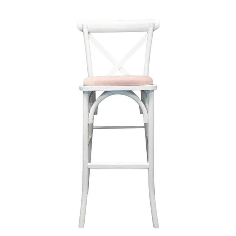 Stannard Upholstered Counter Stool with Solid Wood Frame, White/Blush