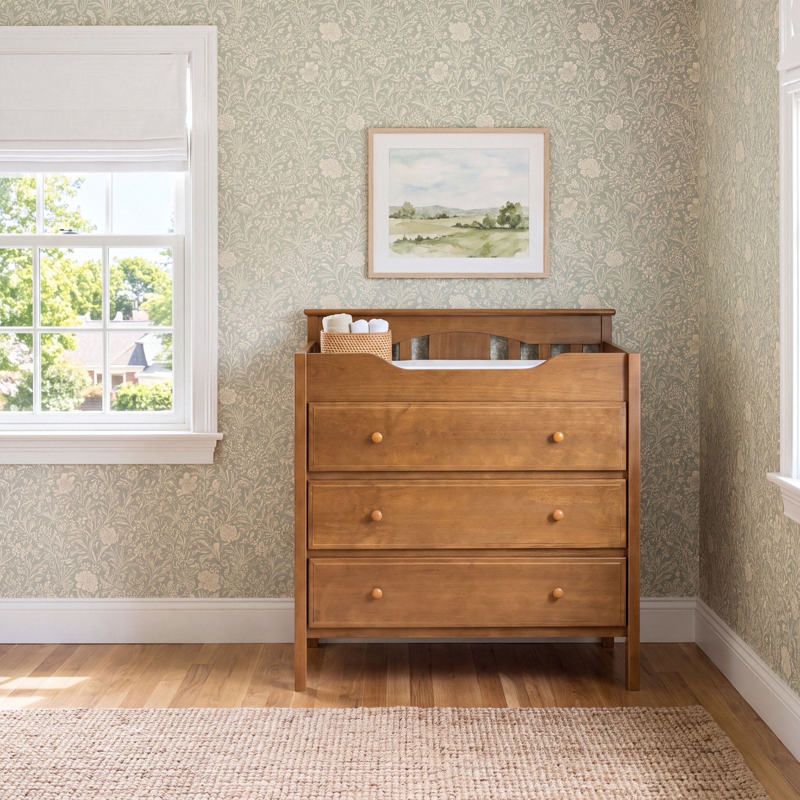 Jayden 3-Drawer Changing Table Dresser, Chestnut