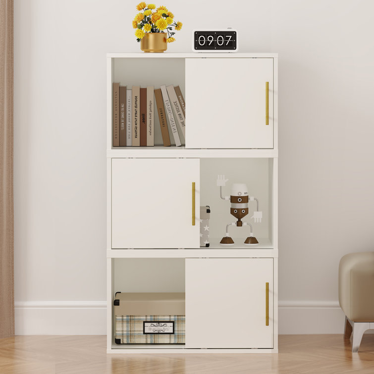 Adavia 3 Pcs Stackable Cubby Storage Organizers With Sliding Door