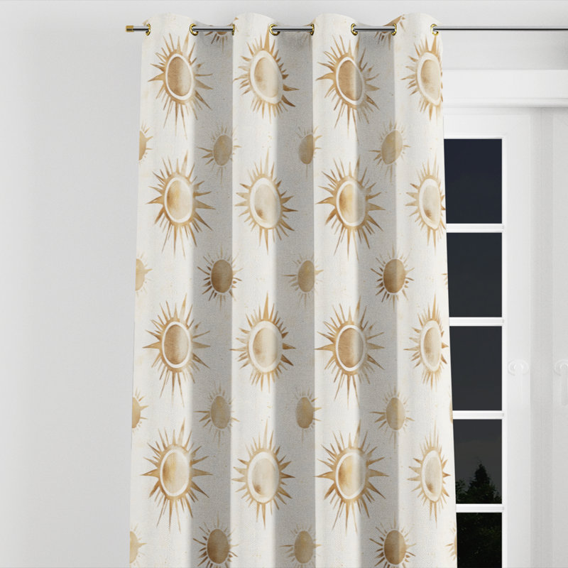 Rideaux Boho - rideau à œillets Baburam Starburst - 1 panneau, Œillets dorés, L 52 po x L 120 po