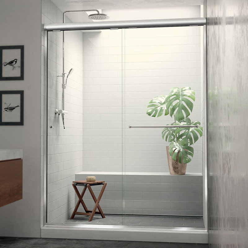 Porte de douche demi-cadre 56 "x 70,5" Ese, Left Opening, Chrome poli