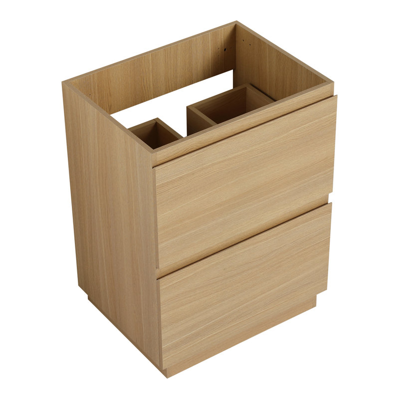 Meuble-lavabo de salle de bain 24 po avec tiroir double - Conception de meuble-lavabo de luxe en bois d'ingénierie aux lignes épurées