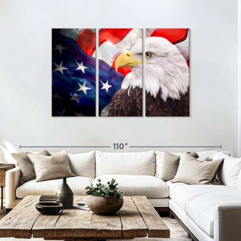 Brampt USA Flag And American Eagle, 48" H x 74" W