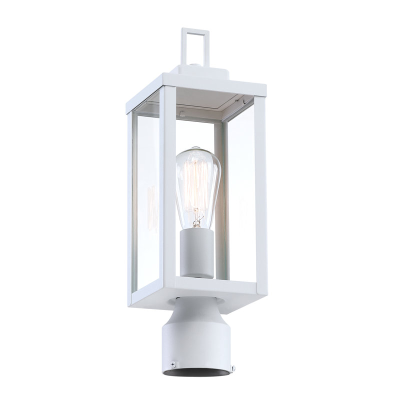 Tête de lampadaire d'extérieur 1 lumière Topawa avec abat-jour en verre transparent Topawa, Blanc mat