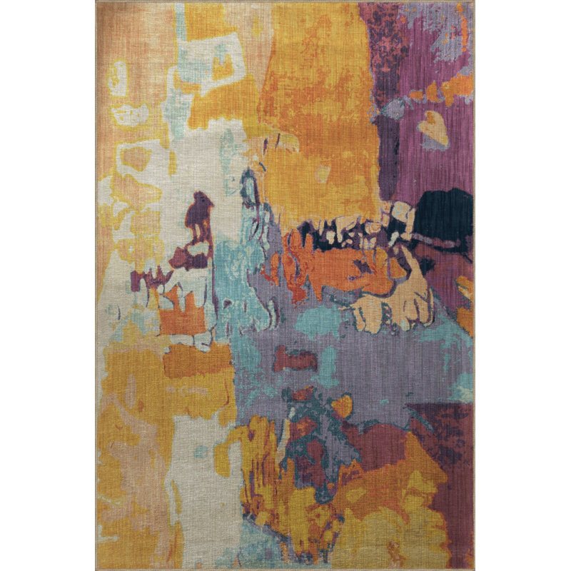 Billijo Abstract Indoor / Outdoor Rug, Rectangle 2'8" x 5'