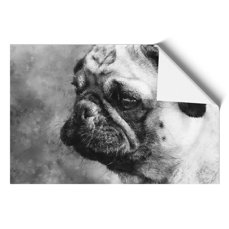 Pug Dog Painting - Frameless Print, 42cm H x 59cm W x 0.1cm D