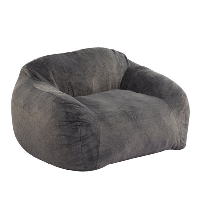 Fauteuil à billes d'intérieur, fausse fourrure grise