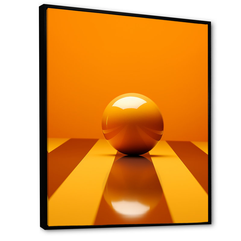 Bowling Tangerine Triumph - Print on Canvas, 40" H x 30" W x 1.5" D, Black Floater Framed
