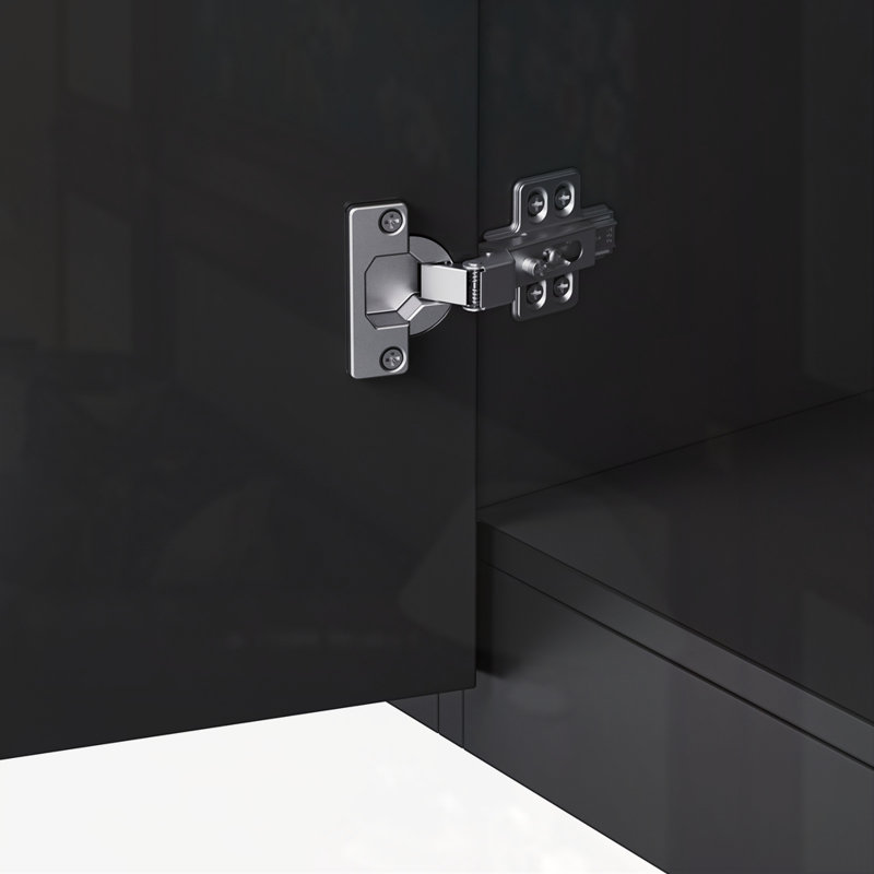 Meuble télé ultrabrillant avec foyer électrique non chauffant de 34,2 po, Noir