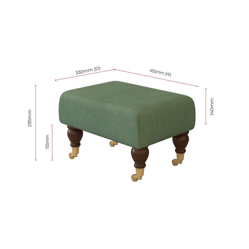 Autryville Wood Caster Leg - Plush, Mahogany, Velvet, Aqua Blue