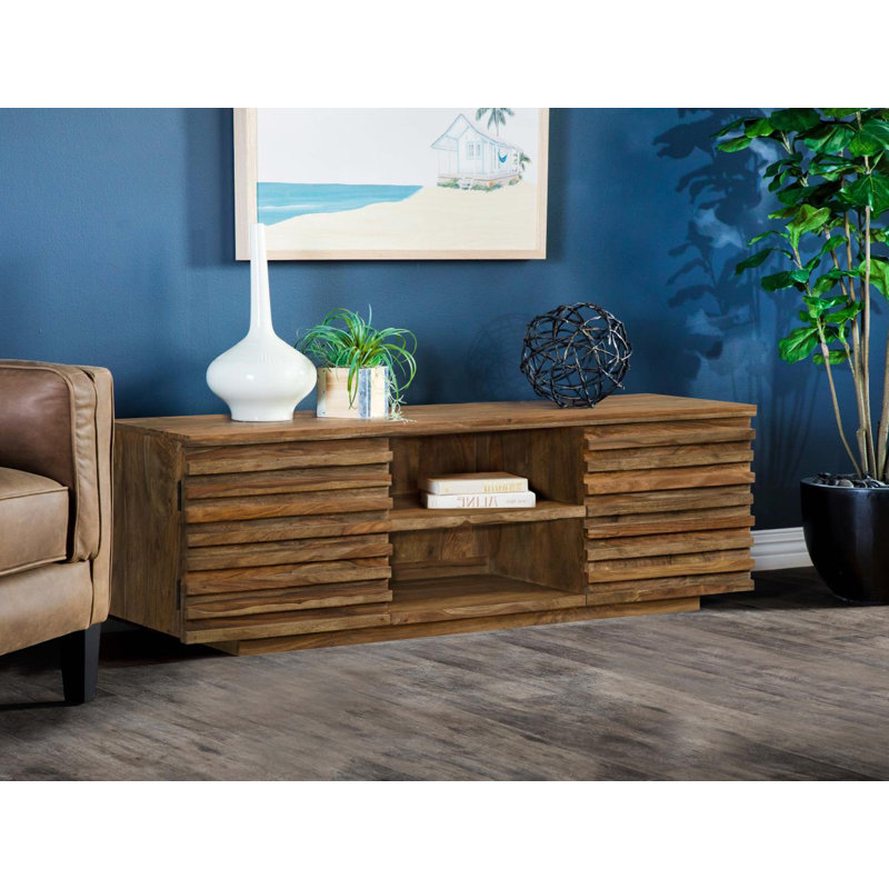 Console média en bois massif de 57,6 po Caleesi