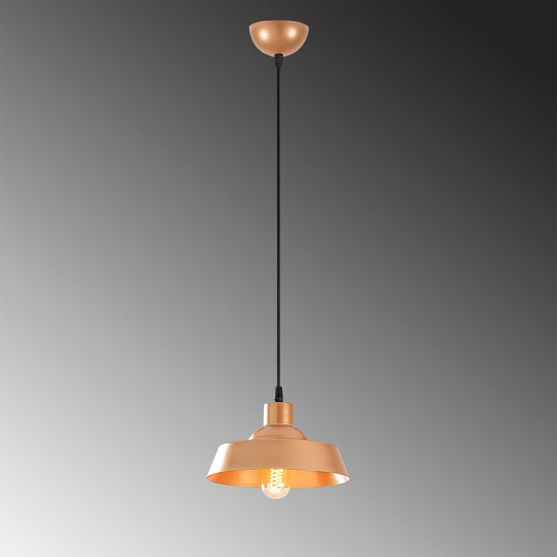 Luminaire suspendu en forme de dôme à 1 lumière Excalibur, H 42,13 po x l 8,66 po x P 8,66 po, Cuivre