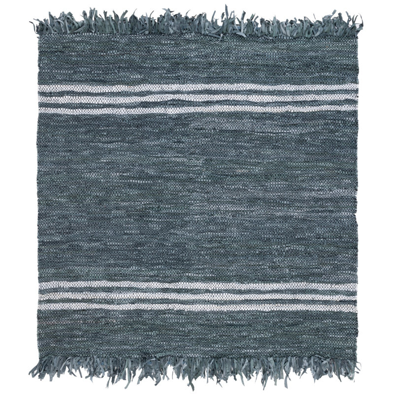 Tapis en cuir tissé à la main Kristell, Carré 6 pi