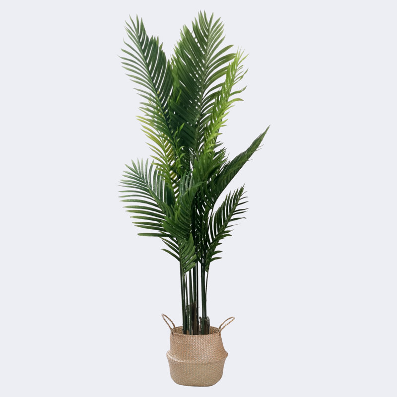 Pot à palmier artificiel type B avec palmier sagou et poignées de mer avec poignées, H 62,99 po x l 19,69 po x P 19,69 po