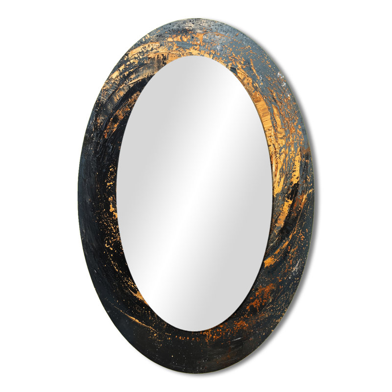 Décoration or noir noir fractal céleste - miroir ovale doré, 36 po x 24 po