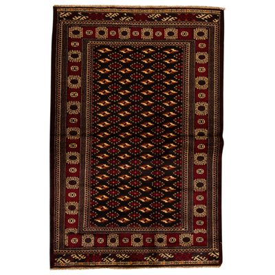 Tapis bleu marine et rouge de haute qualité noué à la main