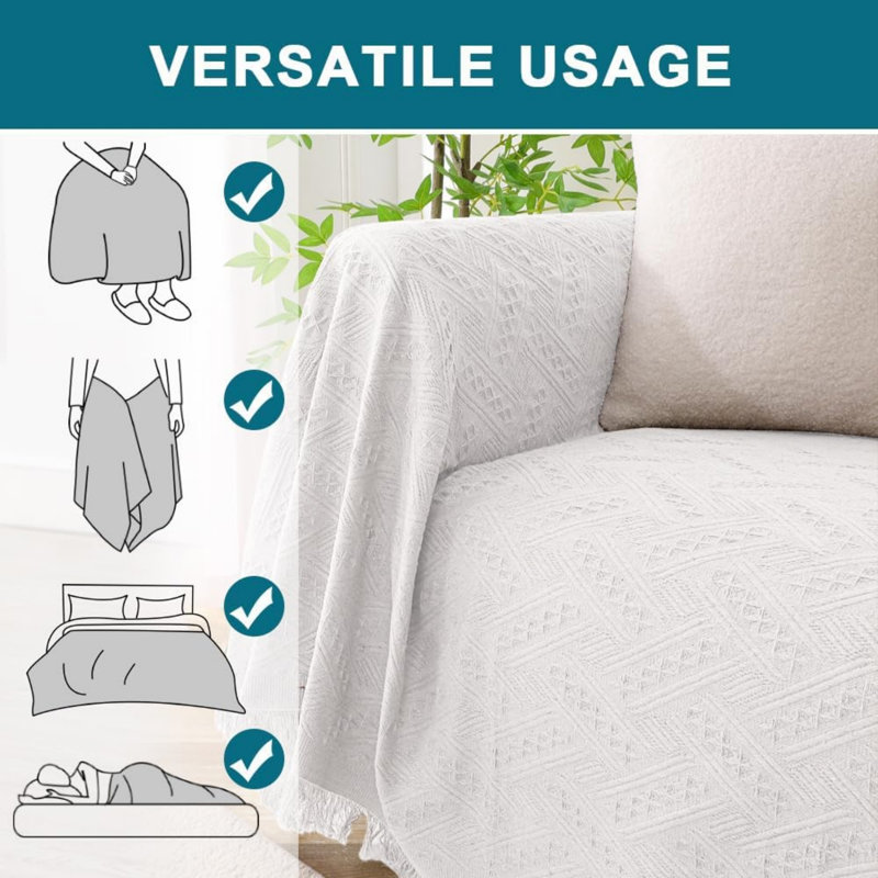 Box Cushion Sofa Slipcover, White