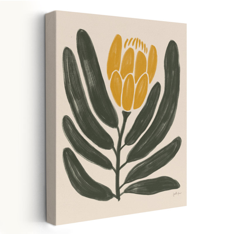 Fleurs simples I jaune - art floral crème noir, H 24 po x l 16 po