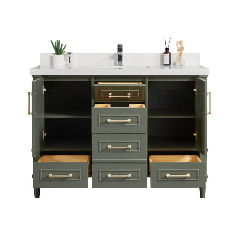 Ensemble de meuble-lavabo simple 48 po Flavell, Blanc, bordure droite