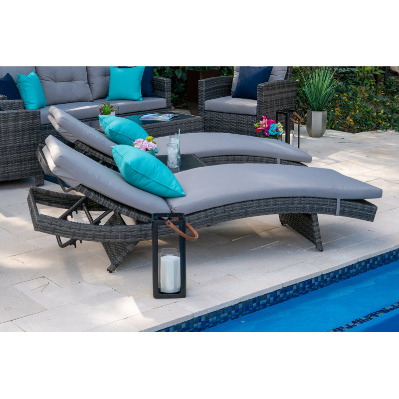 Bethena Outdoor Single chaise with Cushions, Gray