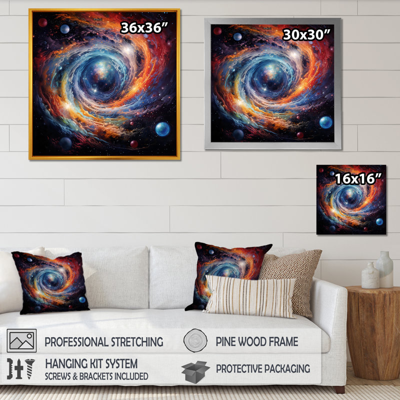 Heavenly Space Astrology - Astrology, art mural, H 30 po x l 30 po x P 1 po, Cadre flottant doré