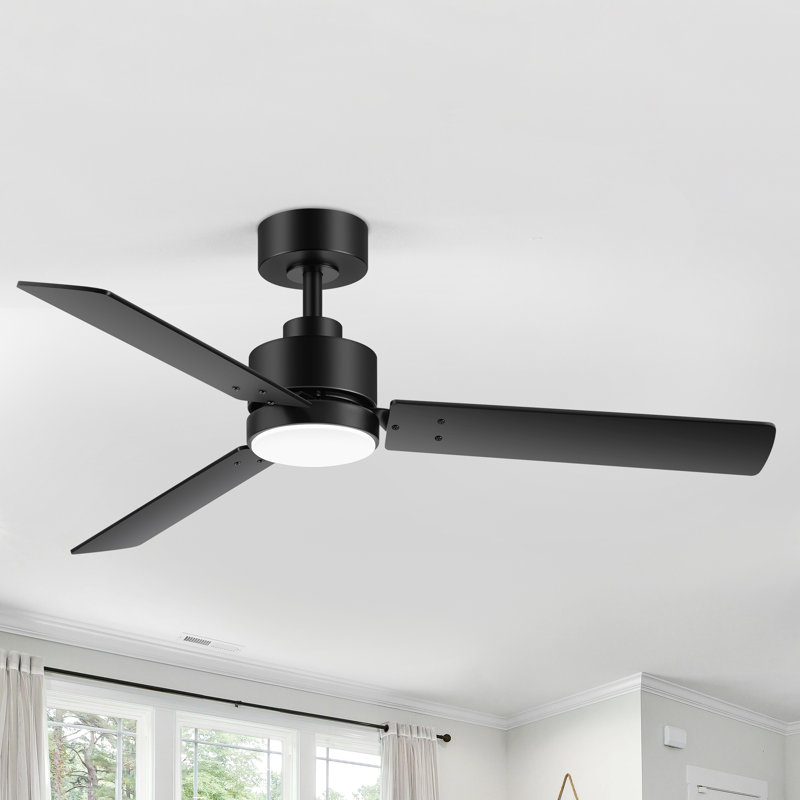 Bubacarr  48'' Matte Black Ceiling Fan with LED Light and Remote Control